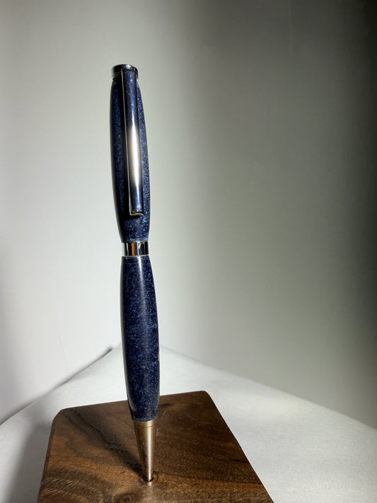 Midnight Roast — Coffee Bean & Blue Resin Pen — detail