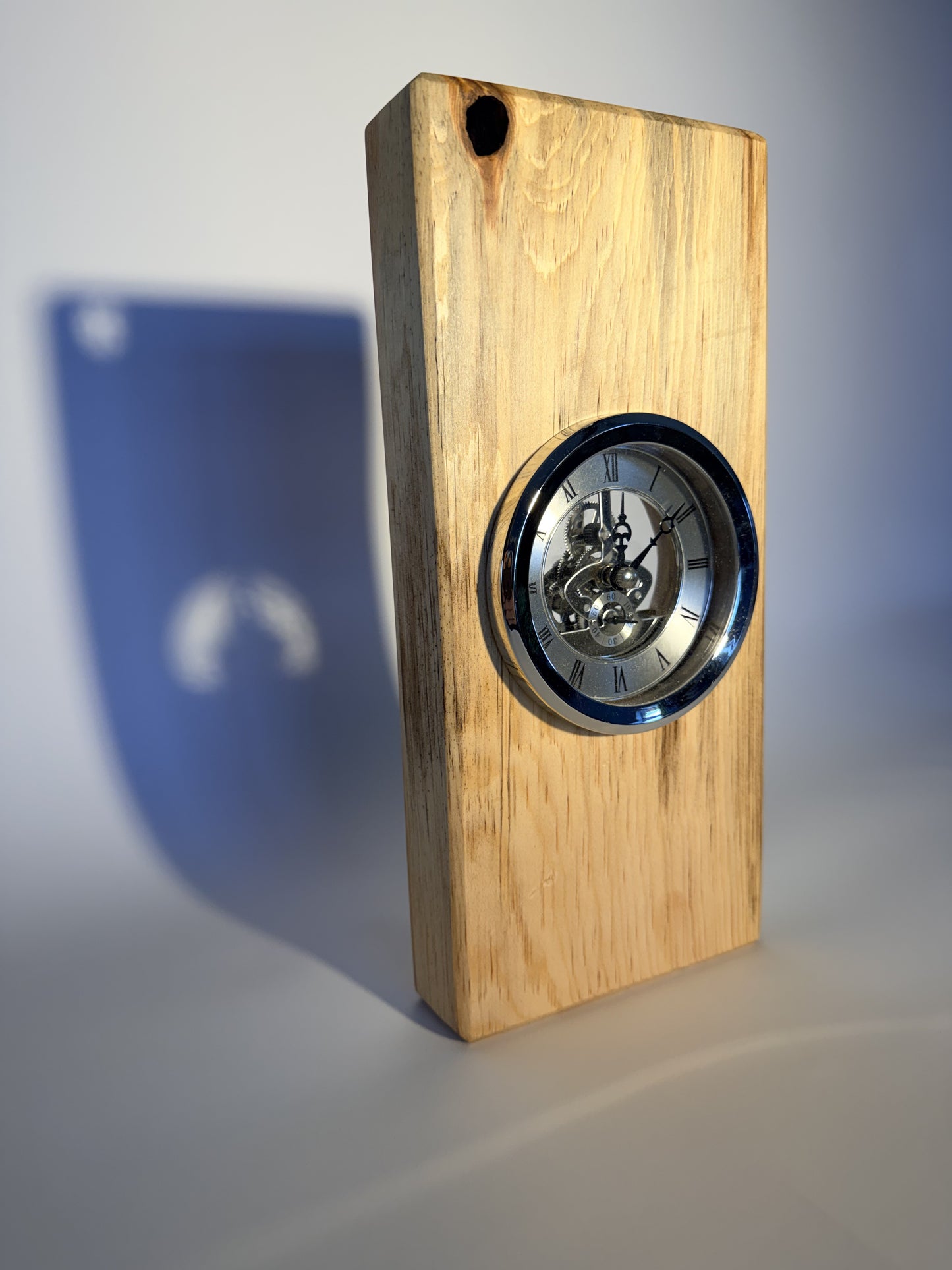 Cottonwood desk clock side angle showing wood thickness