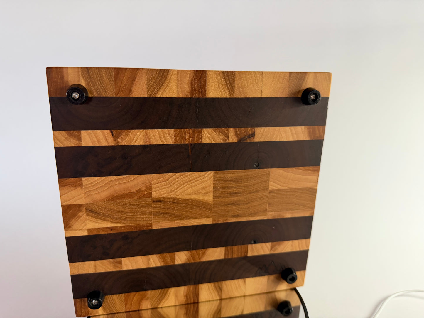 Storm Sky — Walnut & Hickory End-Grain Board with Blue Epoxy
