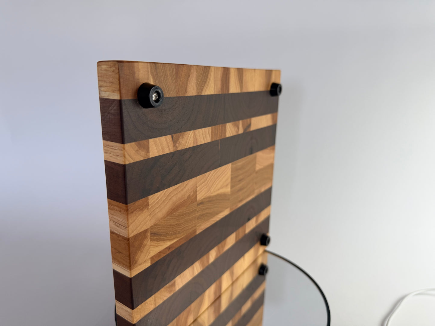 Storm Sky — Walnut & Hickory End-Grain Board with Blue Epoxy
