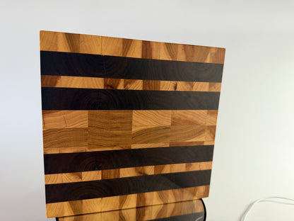 Storm Sky — Walnut & Hickory End-Grain Board with Blue Epoxy
