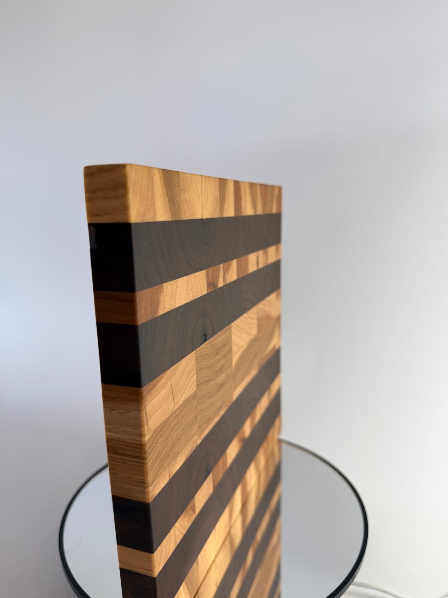 Storm Sky — Walnut & Hickory End-Grain Board with Blue Epoxy