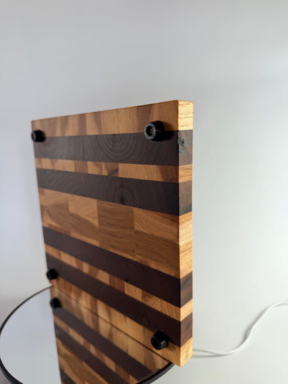 Storm Sky — Walnut & Hickory End-Grain Board with Blue Epoxy