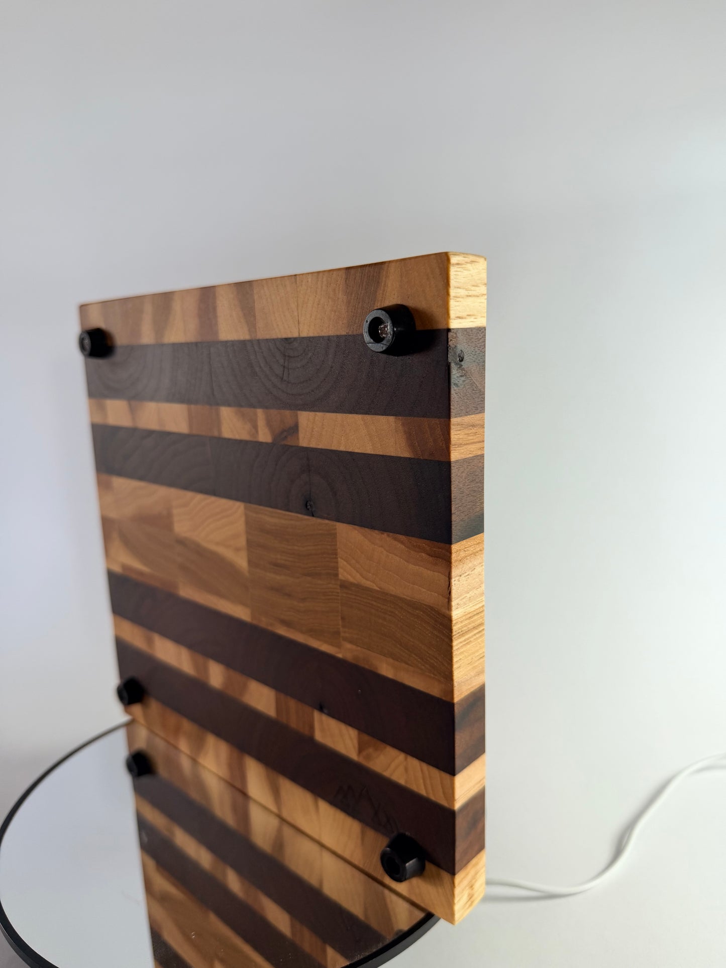 Storm Sky — Walnut & Hickory End-Grain Board with Blue Epoxy