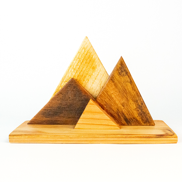 Handcrafted Wooden Mountain Sculpture, Style A – Reclaimed Pine & Cedar | Made in Colorado