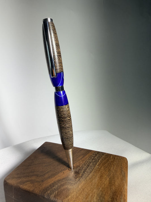 Slot Canyon — Wenge & Cobalt Resin Pen — detail