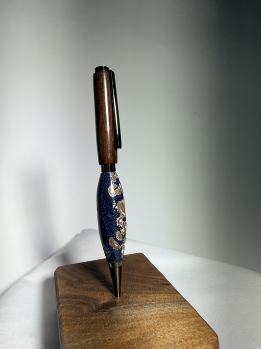 Dark Roast pen — second angle on stand