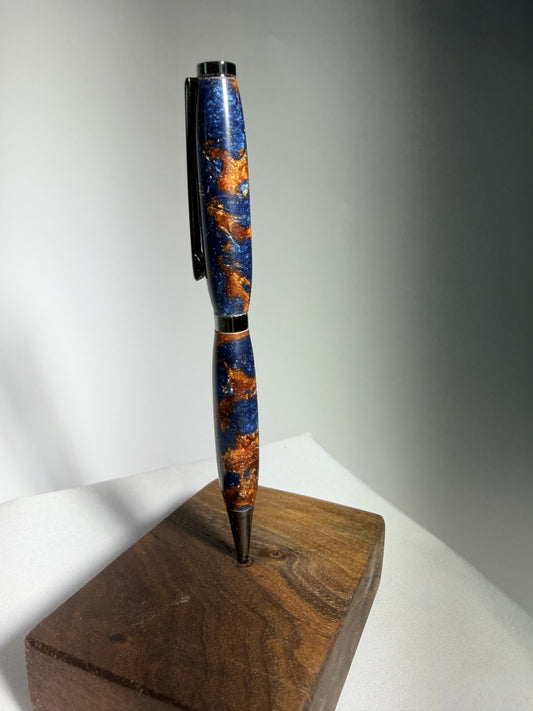 Spark — Blue Resin & Copper Pen — hero