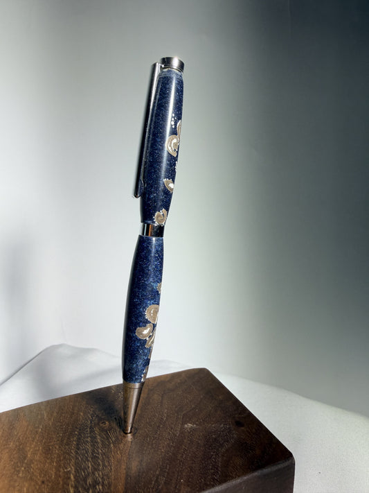 Midnight Roast — Coffee Bean & Blue Resin Pen — hero