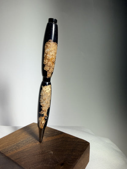 Ponderosa — Pinecone & Blue-Black Resin Pen — hero