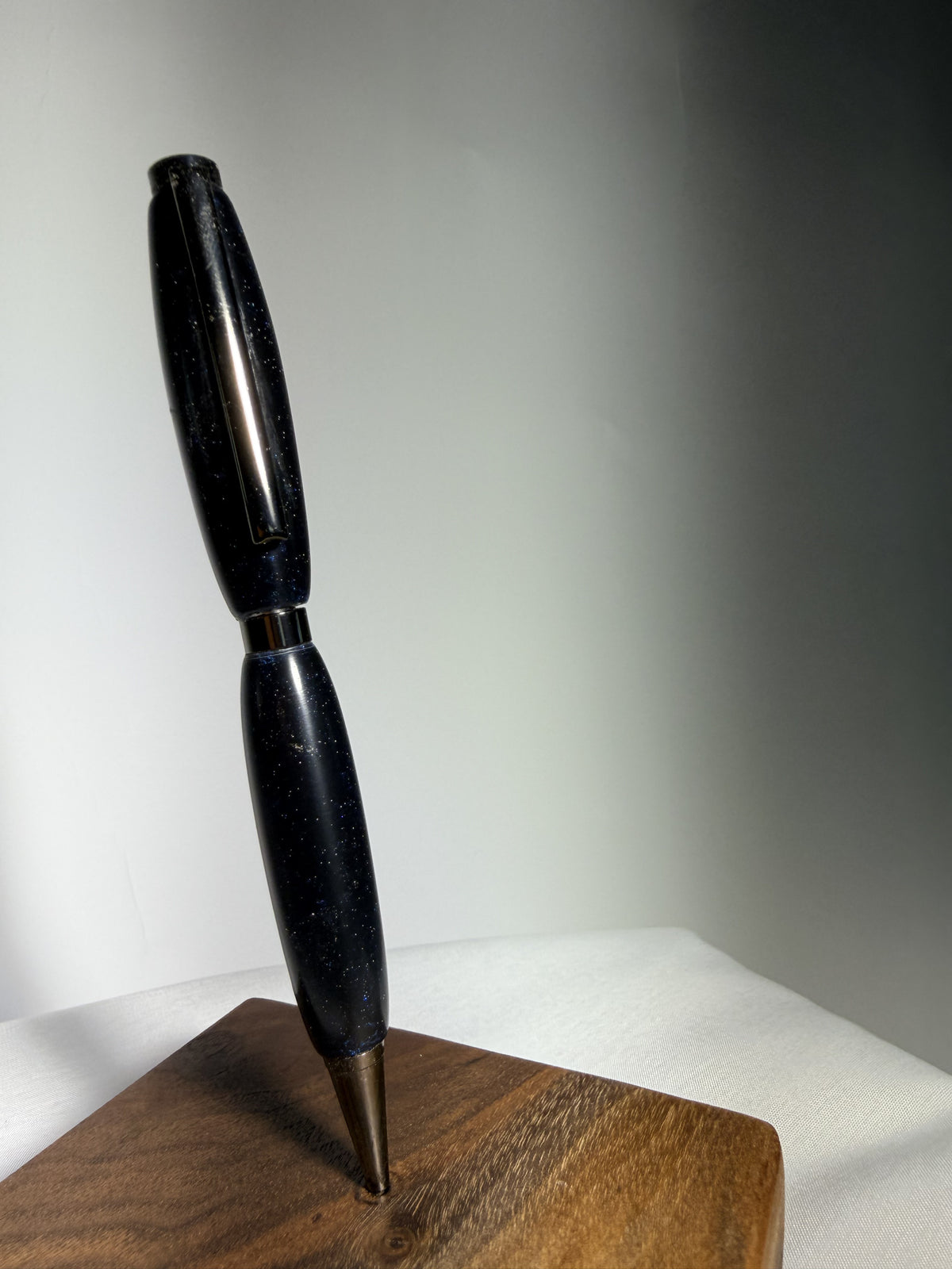 Ponderosa — Pinecone & Blue-Black Resin Pen — detail