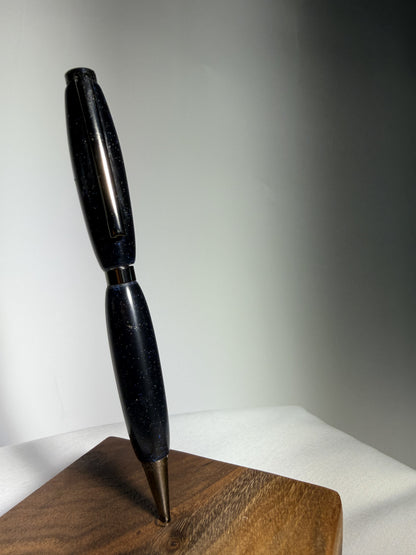 Ponderosa — Pinecone & Blue-Black Resin Pen — detail