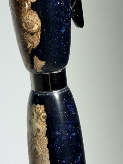 Ponderosa — Pinecone & Blue-Black Resin Pen — detail