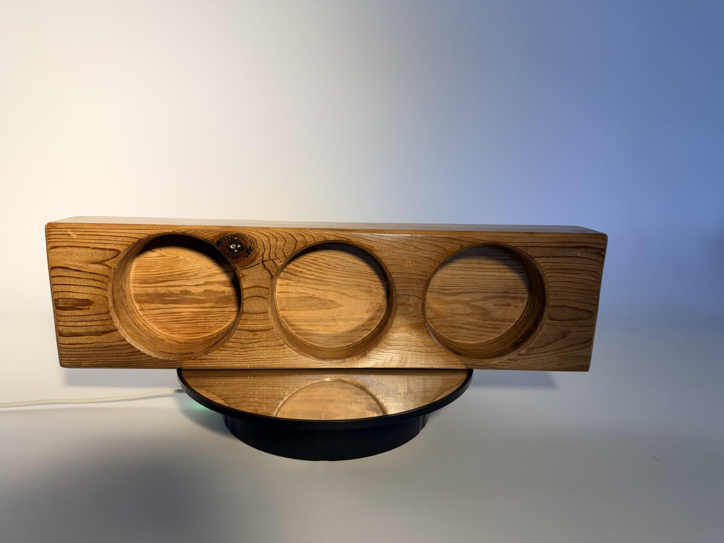 Reclaimed Douglas fir candle holder for three candles, front view