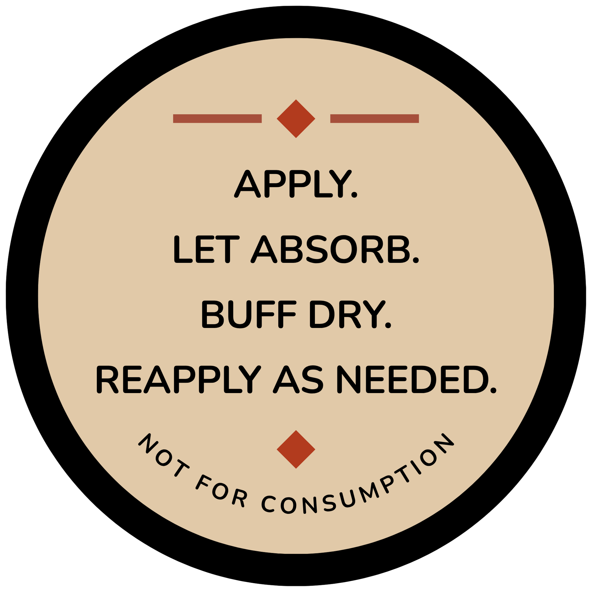JMMS Mountain Board Butter — back label: apply, let absorb, buff dry, reapply as needed; not for consumption