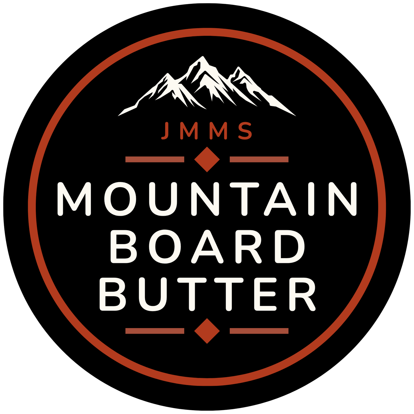 JMMS Mountain Board Butter — front label with mountain badge on black tin