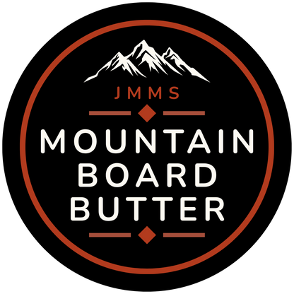 JMMS Mountain Board Butter — front label with mountain badge on black tin