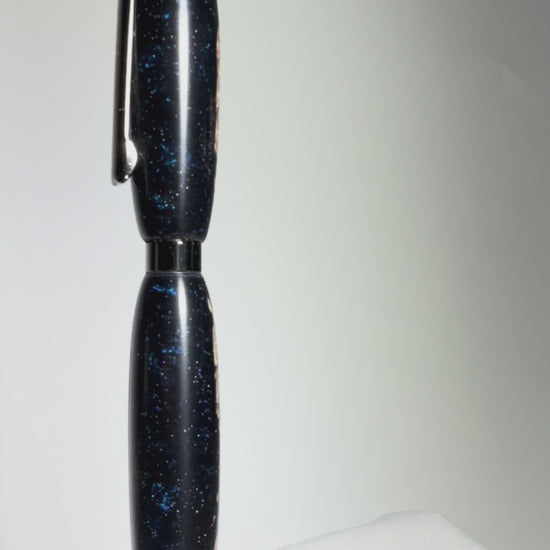 Ponderosa — Pinecone & Blue-Black Resin Pen — slow rotation