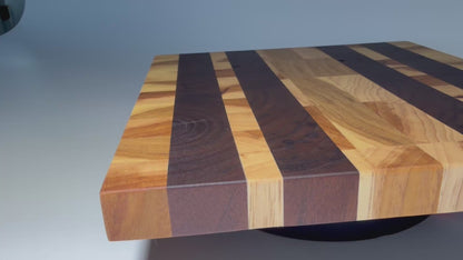 Storm Sky — Walnut & Hickory End-Grain Board with Blue Epoxy